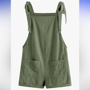 WDIRARA Women's Tie Strap Sleeveless Romper Overall Shorts with Pockets